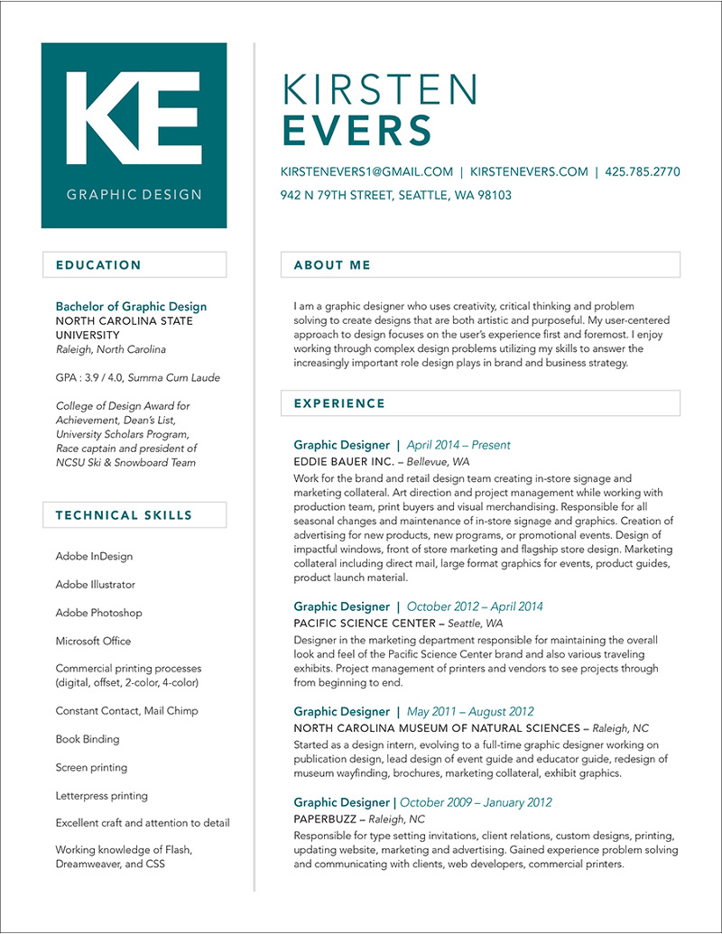 resume kirsten evers