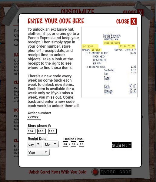 Panda express receipt coupon code
